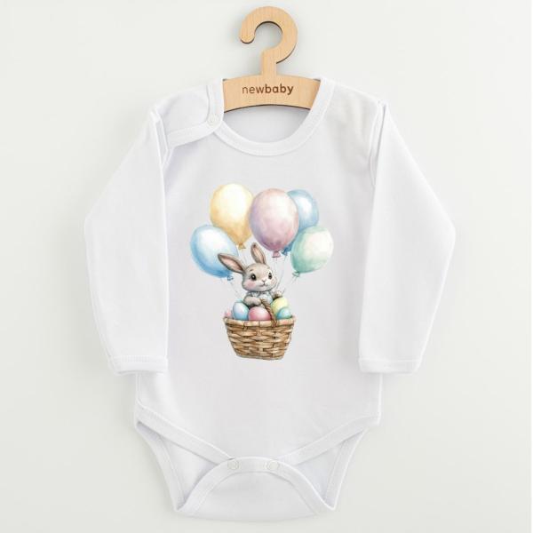 Dětské body s potiskem New Baby Králíček s balónky 62 (3-6m)