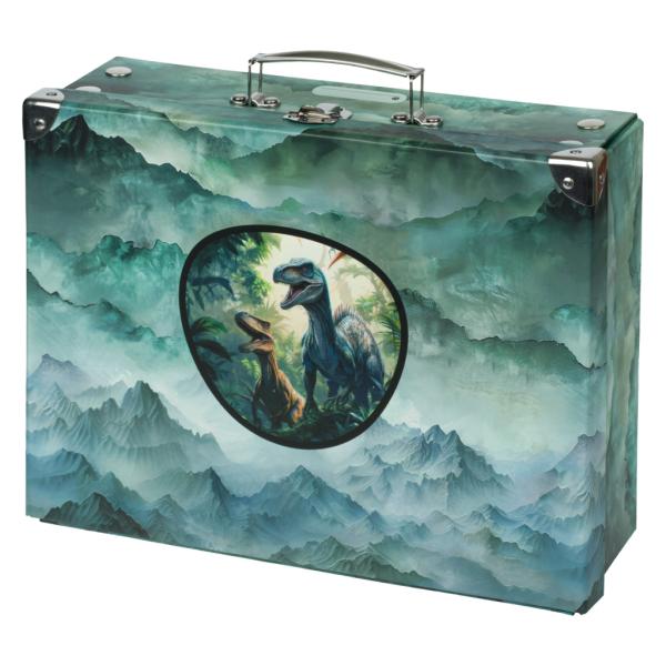 Baagl Valigia Per Bambini Per Giocattoli E Forniture Scolastiche, Valigetta Di Cartone, Valigetta Giocattolo, Valigetta Pieghevole, Custodia Pieghevole Con Manico In Metallo, Dino I, 32.5 X 26 X 10.5-image