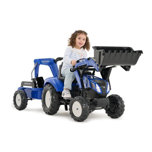 Falk Šlapací traktor 3090Y New Holland T8 s předním nakladačem a vlečkou modrý (obrázek 3)