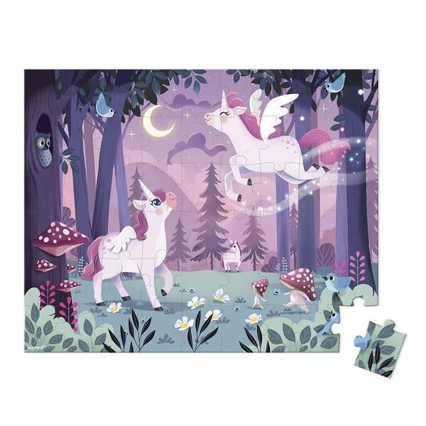 Janod Puzzle v kufříku Jednorožci 54 ks