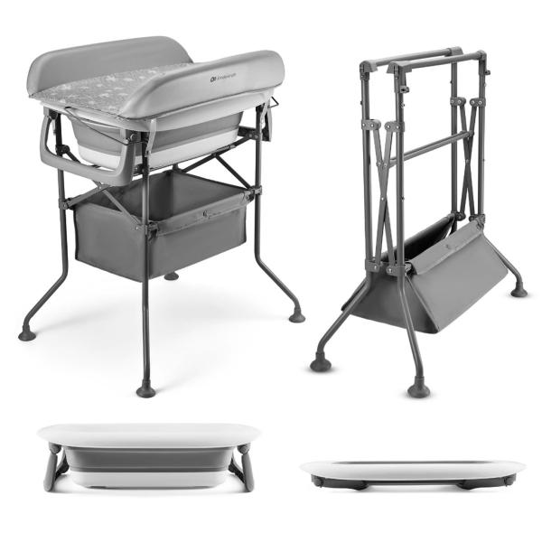 Kinderkraft Stolík prebaľovací s vaničkou Bubbly Grey