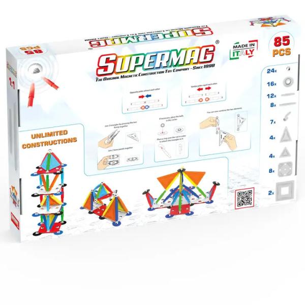 SUPERMAG magnetická stavebnice Multicolor 85ks