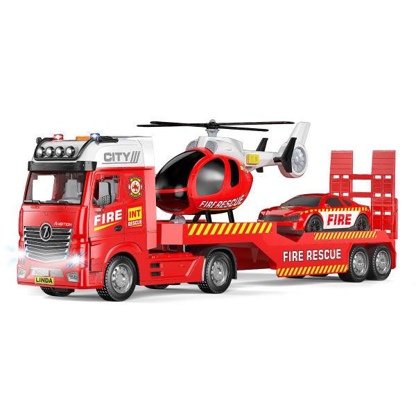 Auto pompieri trattore e elicottero con effetti set 55 cm