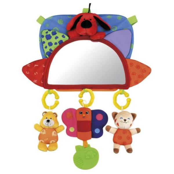 Baby návlek na opěrku se zrcátkem a závěsnými hračkami