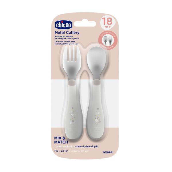 CHICCO Příbor dětský z nerezové oceli grey 18m+ (obrázek 4)