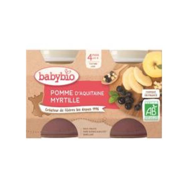 BABYBIO Příkrm jablko borůvky (2x 130 g)