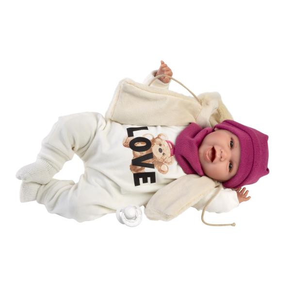 Llorens 74142 NEW BORN - realistická panenka miminko se zvuky a měkkým látkovým tělem (obrázek 5)