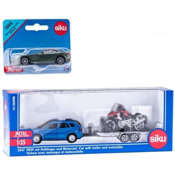 Siku Super - Auto s vlekem a motorkou + dárek