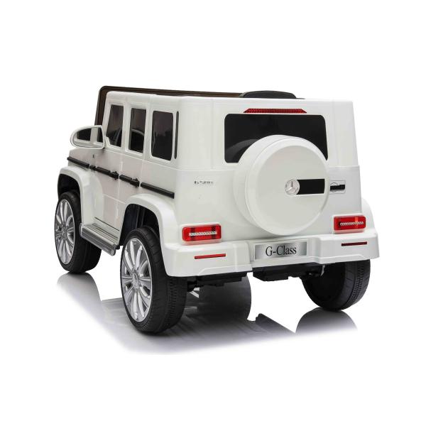 Elektrické autíčko Mercedes G500 12V, bílé, 2,4 GHz dálkové ovládání, USB / SD Vstup, o