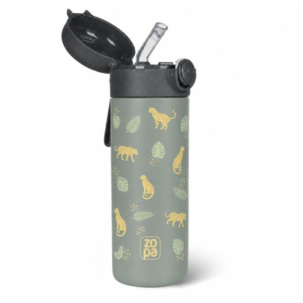 Termoska na tekutiny s brčkem a silikonovým držákem 350 ml, Wild Gepard