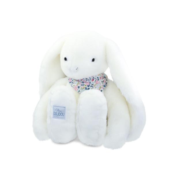 Doudou Plyšový králik XXL so šatkou biely 50 cm