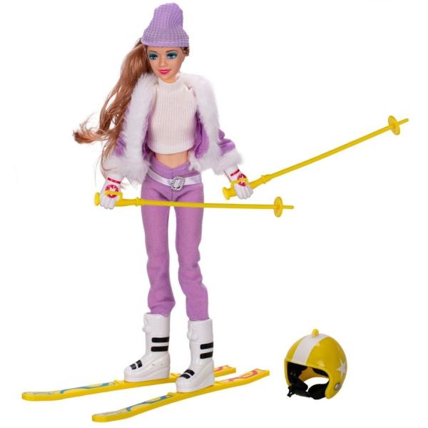 Bábika lyžiarka 29cm s doplnkami 2 farby