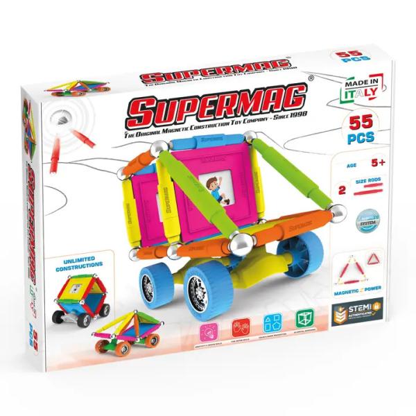 SUPERMAG magnetická stavebnice Wheels 55ks