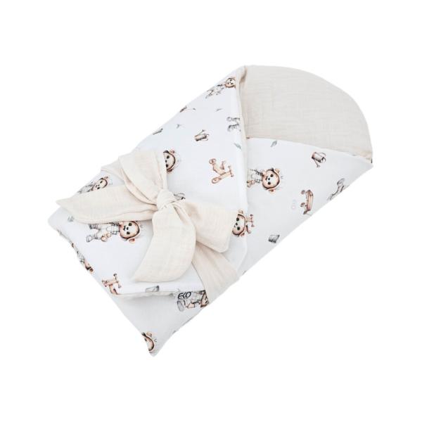 EKO Zavinovačka mušelínová s kokosovou vyjímatelnou vložkou Gardener Bear 75x75cm