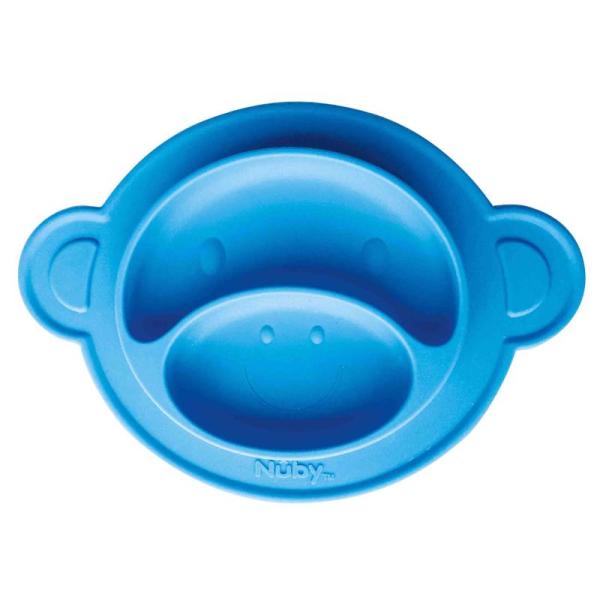 NUBY Plato con ventosa - Mono 9 m+, azul