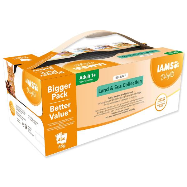 Kapsičky IAMS mořské a suchozem. maso v omáčce multipack 4080g (48x85gr)