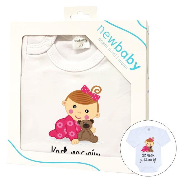 Body s potlačou New Baby Keď nespím ja, tak ani vy - darčekové balenie 56 (0–3m)