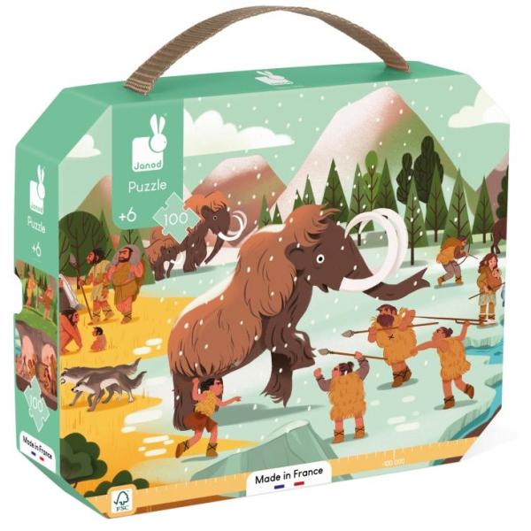 Janod Panoramatické Prehistorické puzzle v kufríku 100 ks
