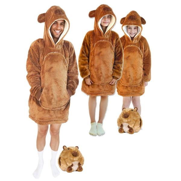 Cozy Noxxiez CH307 Kapybara – hřejivá televizní mikinová deka s kapucí pro děti 3 – 6 ro