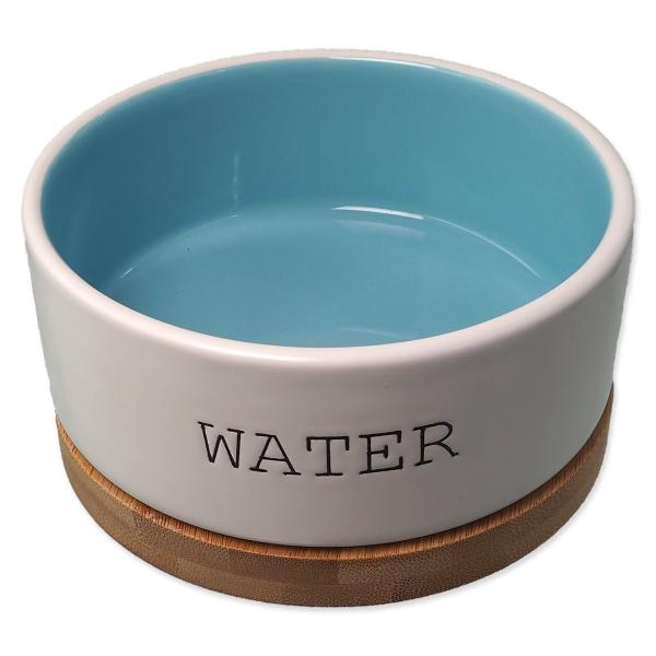 Ciotola Dog Fantasy ceramica ACQUA bianco/blu con piattino 13x5,5cm, 400ml