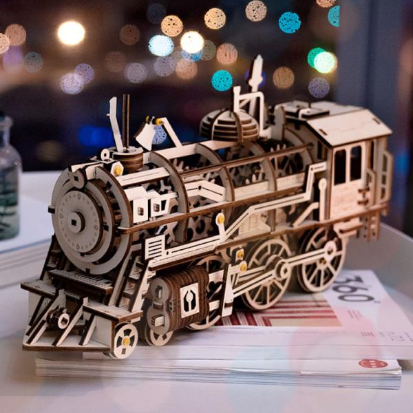 RoboTime 3D dřevěné mechanické puzzle Parní lokomotiva (obrázek 6)
