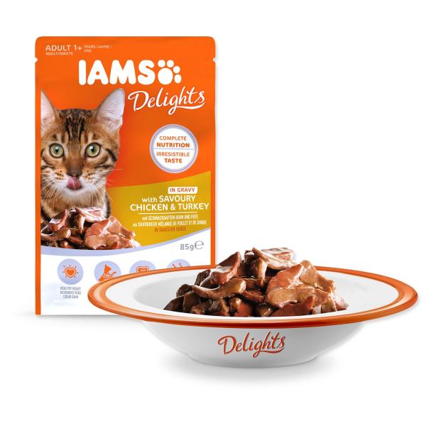 Kapsička IAMS kuře a krůtí v omáčce 85g