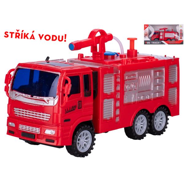 Auto hasiči 19cm stříkající vodu na setrvačník