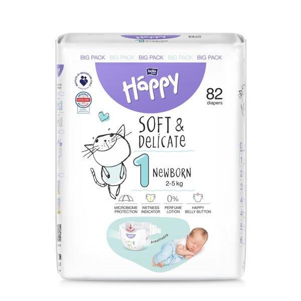 BELLA HAPPY BABY Jednorázové plenky New Born 2-5 kg Big Pack 82 ks