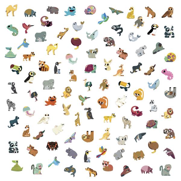 Janod Stickers Samolepky Exotická zvířata 100 ks od 3 let