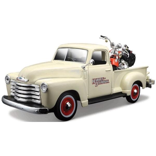 Maisto - Harley-Davidson Custom, 1950 Chevrolet 3100 Pickup + 2001 FLSTS Heritage Springer