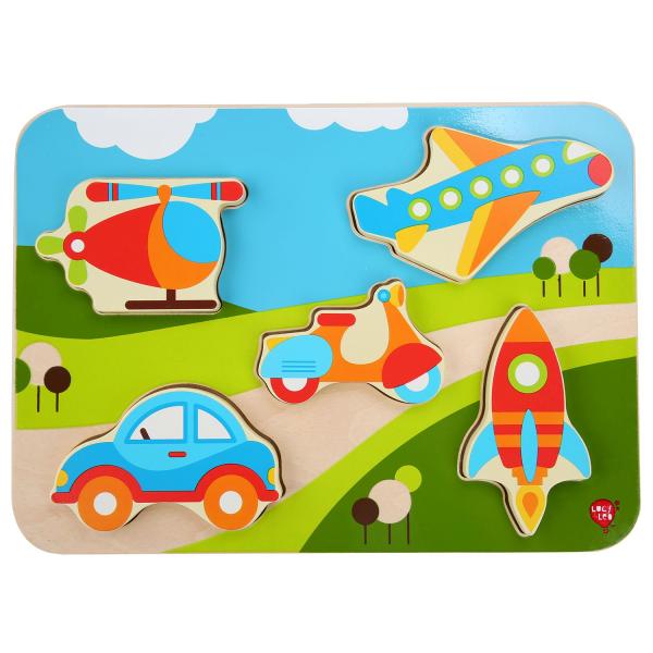 Lucy & Leo 229 Dopravní prostředky - dřevěné vkládací puzzle 6 dílů (obrázek 4)