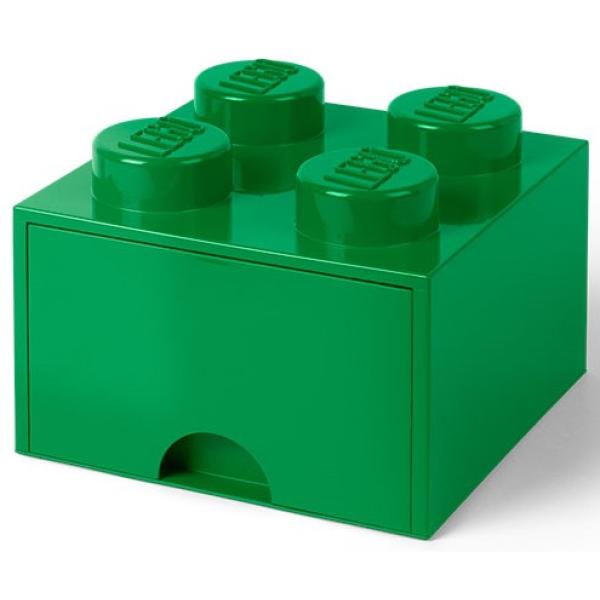 LEGO® úložný box 4 - se zásuvkou tmavě zelená 250 x 250 x 180 mm