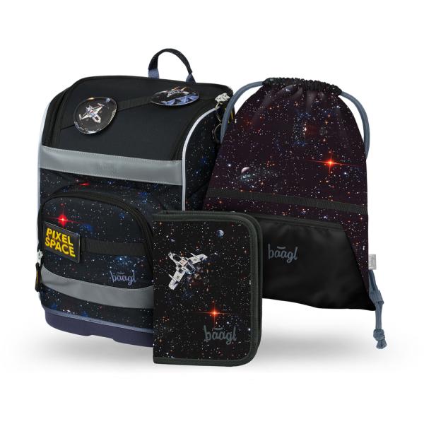 BAAGL SADA 3 Zippy Plus Pixel Space: aktovka, peračník, vrecko