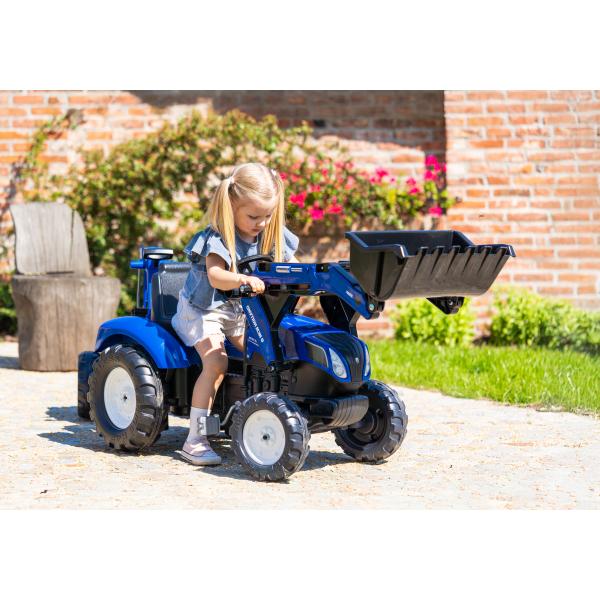 Falk Šlapací traktor 3090Y New Holland T8 s předním nakladačem a vlečkou modrý (obrázek 4)