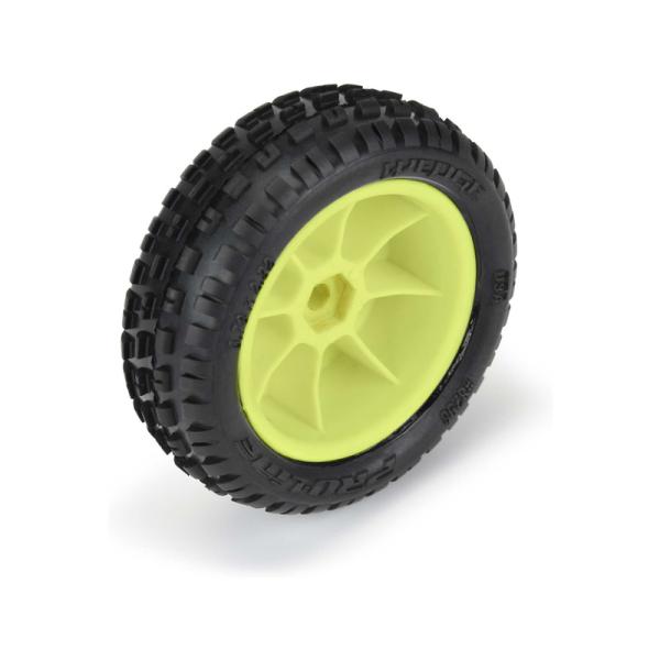 Pro-Line kolo 1:18, pneu Wedge Carpet přední, disk H8 žlutý (2) (Losi Mini-B) (obrázek 4)