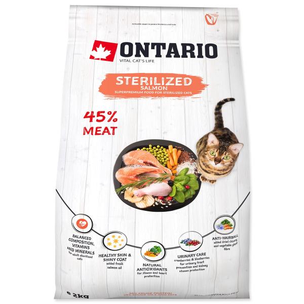 Krmivo Ontario Cat Sterilised Salmon 2kg (obrázek 3)