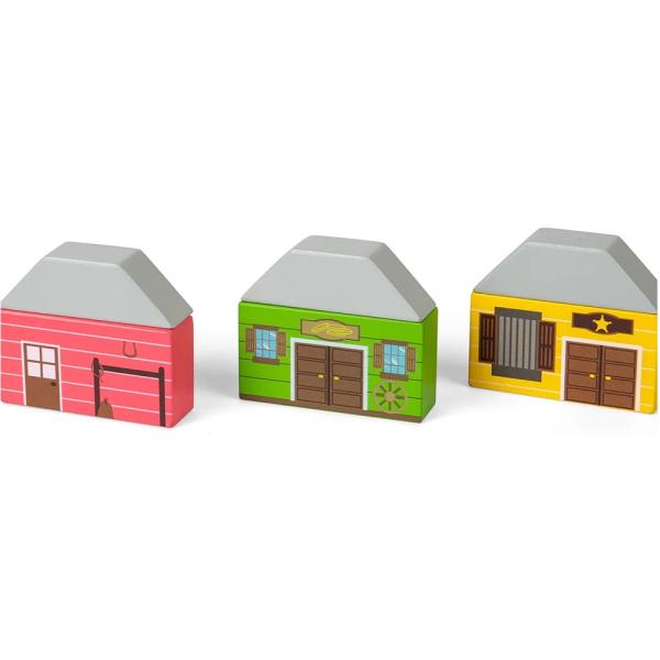 Bigjigs Rail Dřevěná vláčkodráha divoký západ 62 dílů