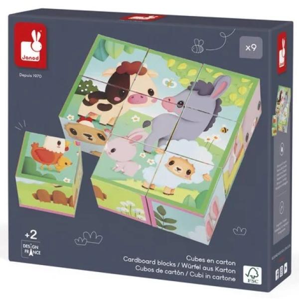 Janod Farm Kartonové obrázkové kostky Farma 9 ks (obrázek 3)