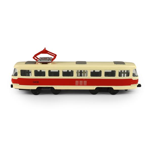 Kovová česká retro tramvaj červená 16 cm se světlem a zvukem (obrázek 3)