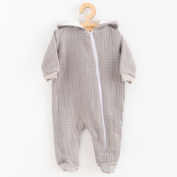 Dojčenský mušelínový overal s kapucňou New Baby Comfort clothes šedá 68 (4-6m)