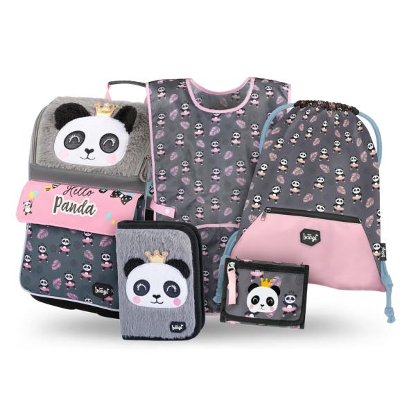 BAAGL SADA 5 Zippy Panda: aktovka, peračník, vrecko, zástera, peňaženka