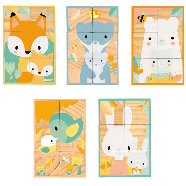 Janod obrázkové kostky Zvířátka Pure 6 ks