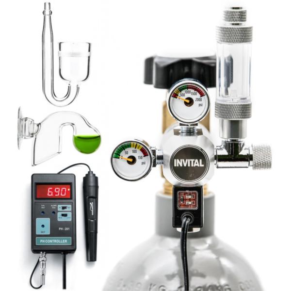 CO2 sada s regulátorem, nočním vypínáním, 2,1l lahvičkou, příslušenstvím