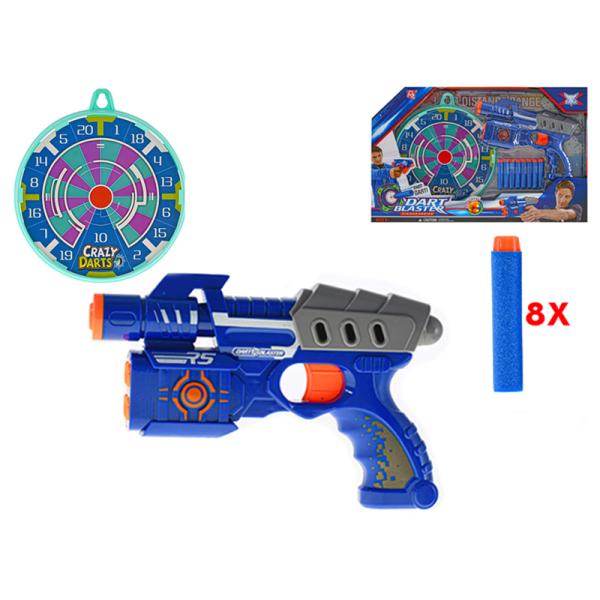 Pistole 24cm s pěnovými náboji 8ks a terčem