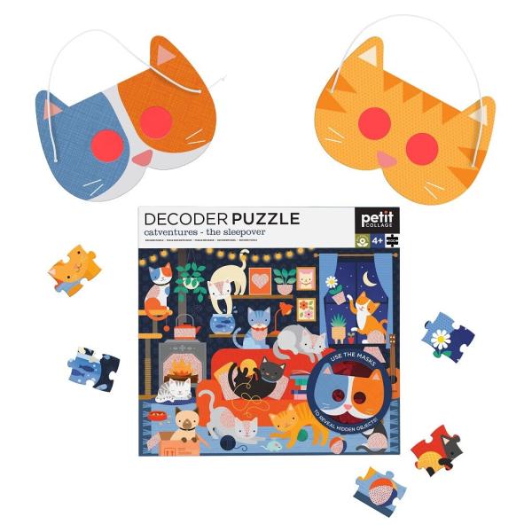 Petit Collage Puzzle mačky 100 ks s 3D okuliarmi
