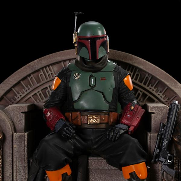 Iron Studios Star Wars: The Mandalorian - Boba Fett na trůnu socha Deluxe Art Scale 1/10 (obrázek 3)