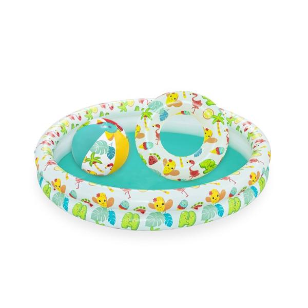 Bestway Nafukovací SET - bazén 112 cm, plávací kruh 51cm, lopta 41x15cm