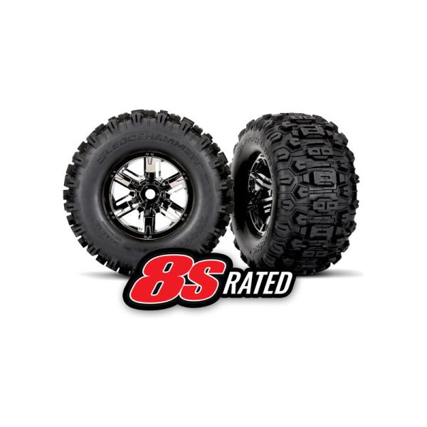 Traxxas kolo 4.3/5.7", disk černý chrom, pneu Sledgehammer (pár)