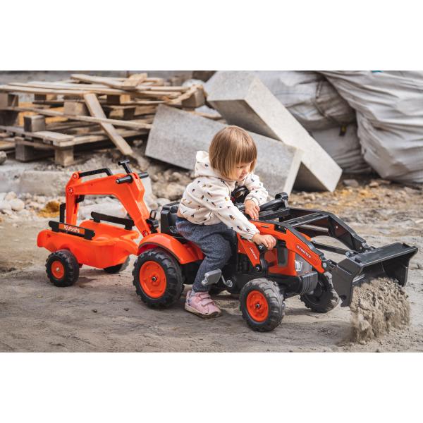 Falk šlapací traktor 2065N Kubota backhoe s předním bagrem a přívěsem s otočným bagrem (obrázek 6)