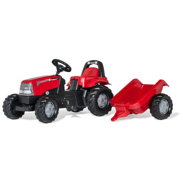 Rollytoys Šliapací traktor Rolly Kid Case s vlečkou, červený